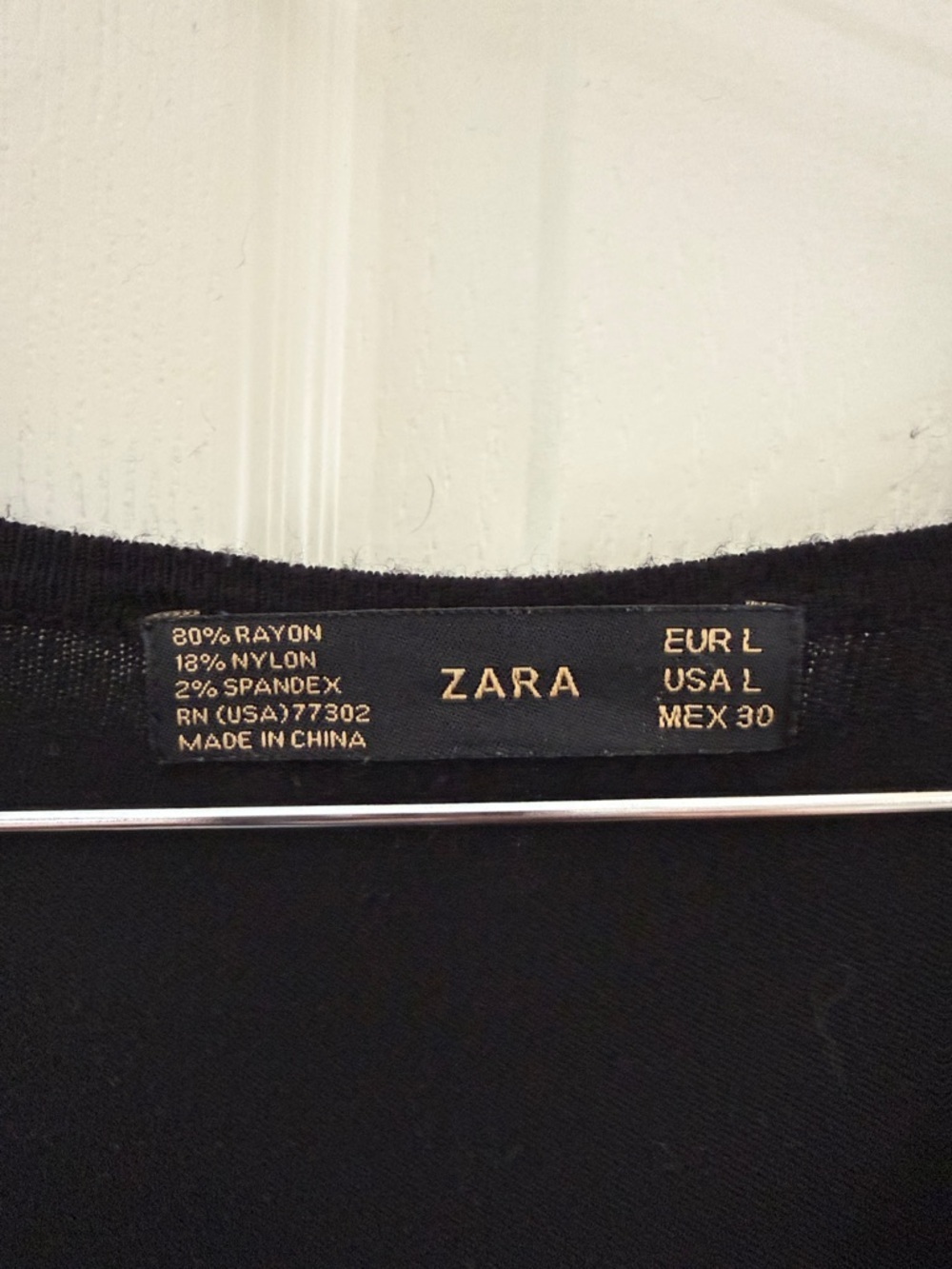 Zara Knit Black Short Sleeve Midi Dress Plunging U Neckline Size Large. - Picture 3 of 4